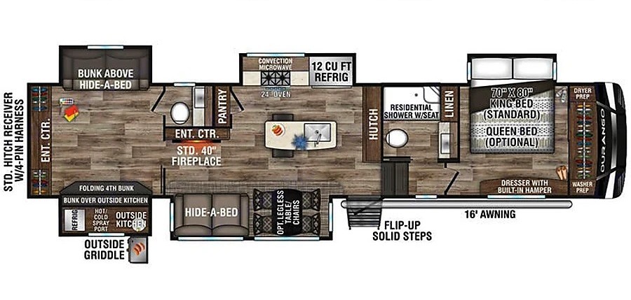 K-Z Durango 348BHF camper floorplan